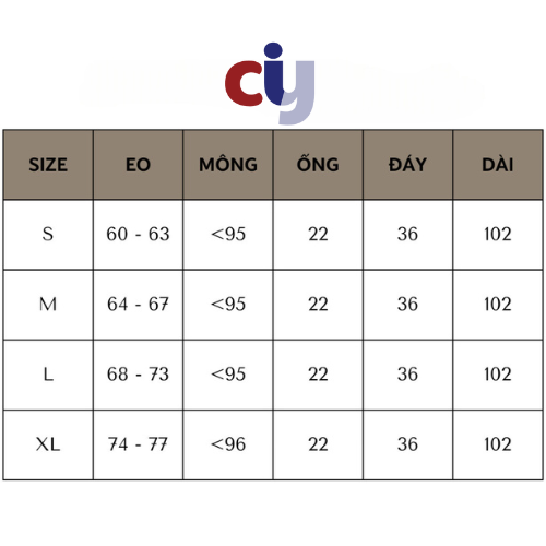 Bảng hướng dẫn chọn size